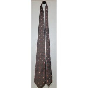 Resitio Vintage Mens Fox & Horn Motif Necktie Brown Silk Blend Classic Formal
